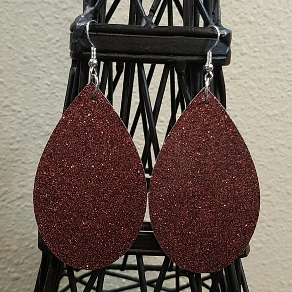Jewelry - Fine Glitter Faux Leather Earrings